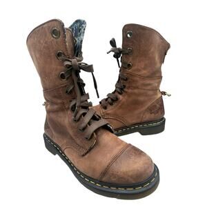 RARE Dr Martens  Aimilita Triumph Floral Fold Down Leather Combat Boots Grunge 9